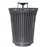 WITT Wydman Collection Outdoor Waste Receptacle with Ash Top - 36 Gallon, Silver